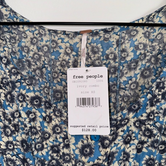 Free People Short Sleeve Floral Mini Dress - Picture 3 of 3